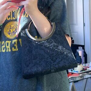 Chateau Black Floral Satin Mini Crossbody Hand Bag​​​​​​​​​​​​​​​​​​​​